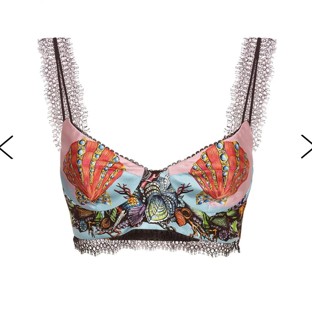 Versace Multicolor Lace Trim Bralette